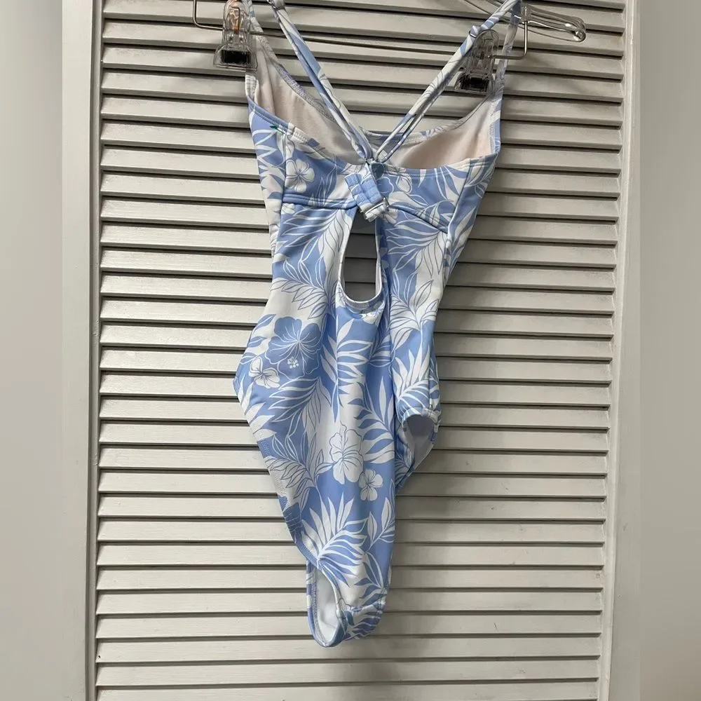 Hurley Blue and White Floral Kids One Piece Swimsuit
